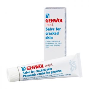 tube of Gehwol salve for cracked skin in front of box it comes in